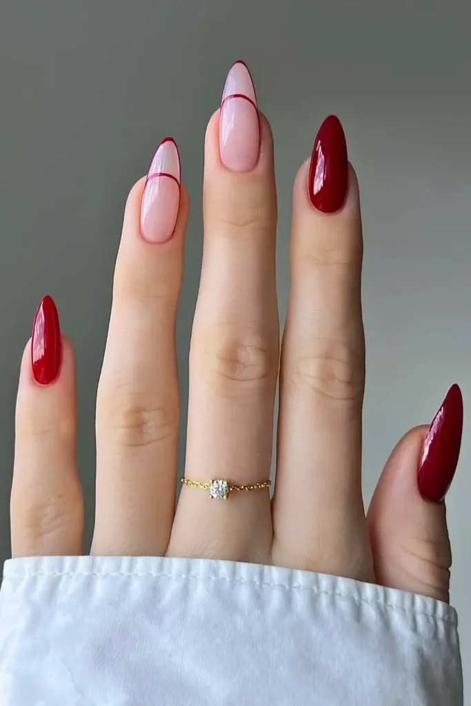 Burgundy Mani With Abstract Art for a Modern Look