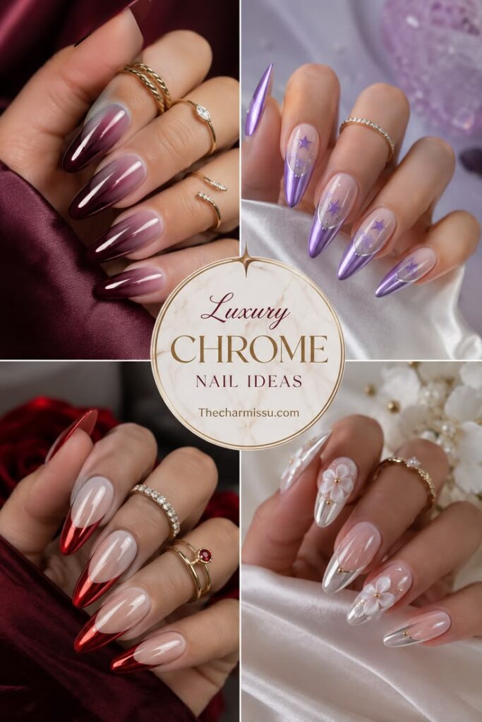 Chrome French Tip Nails