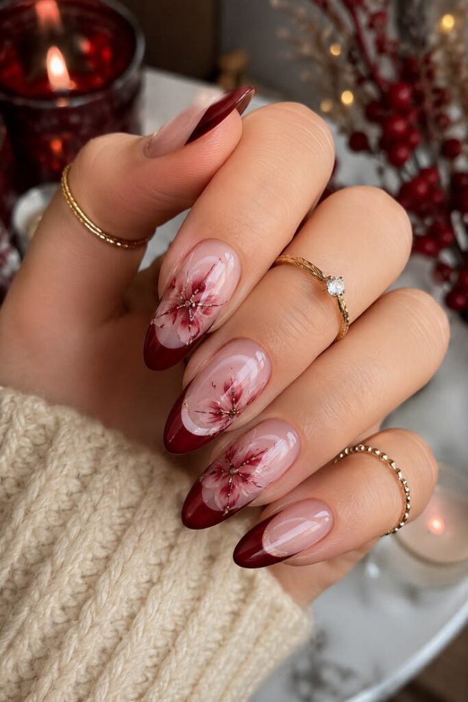 Classy Red French Tip Nails