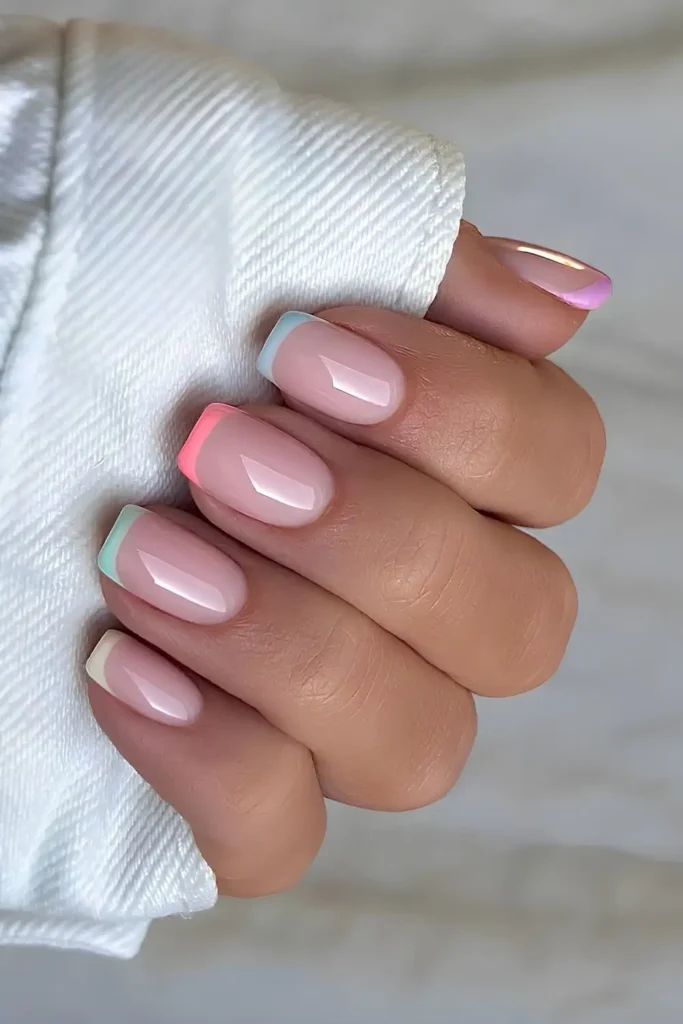 Colorful Pastel French Tip Mani for a Playful Look