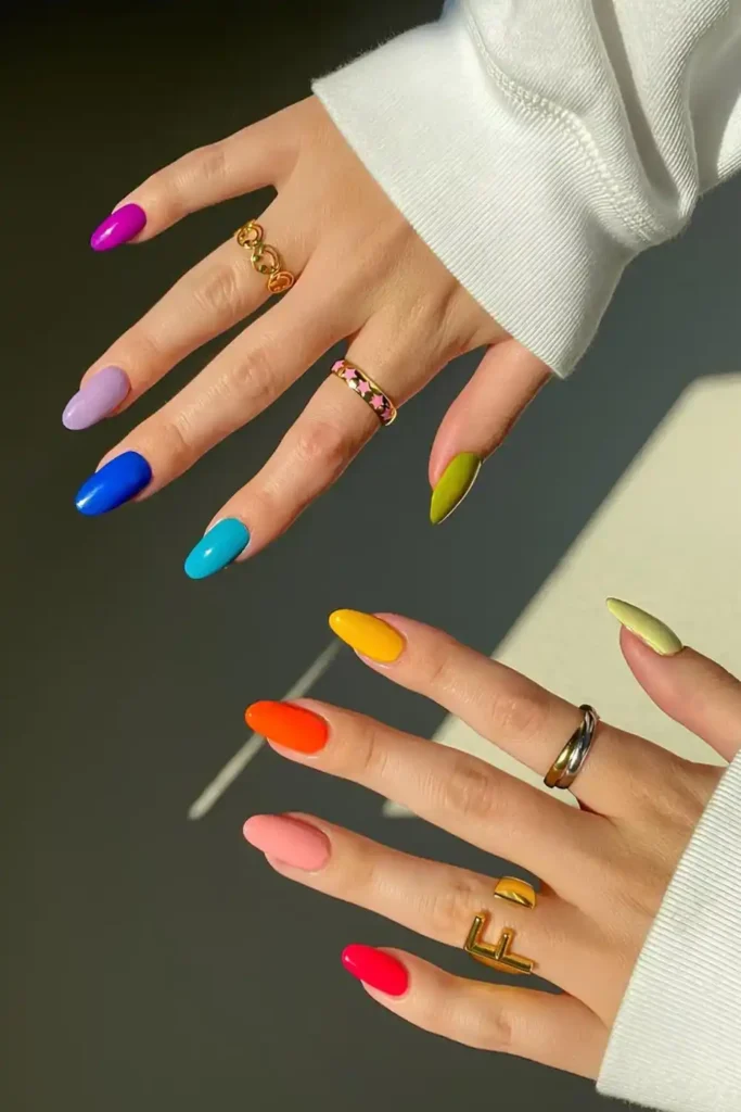 Colorful Solid Nails for a Fun Bold Manicure