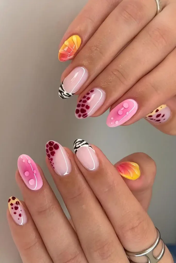 Colorful Mix and Match Almond Mani With Creative Details