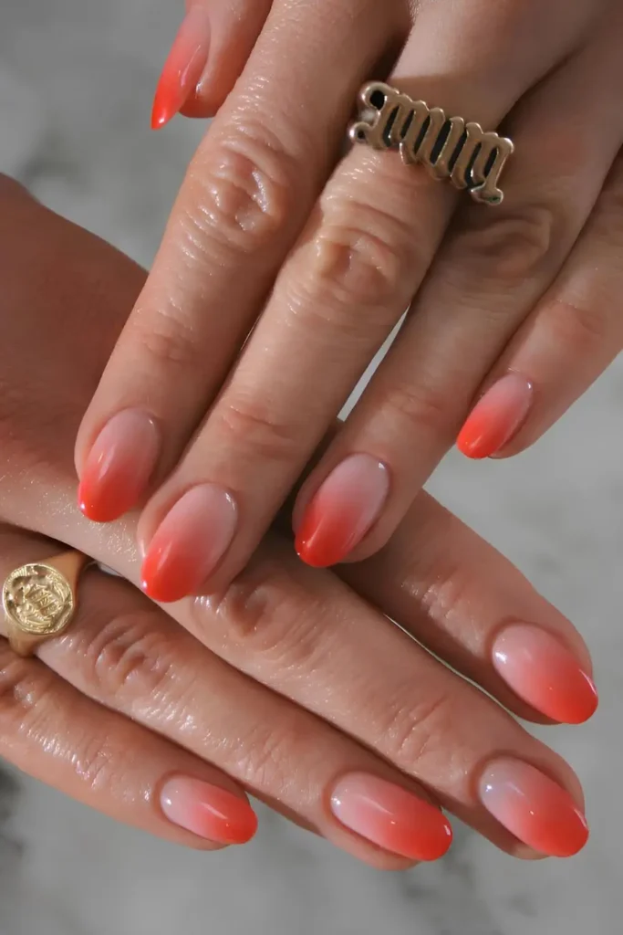 Coral Ombre Manicure With a Smooth Gradient Finish