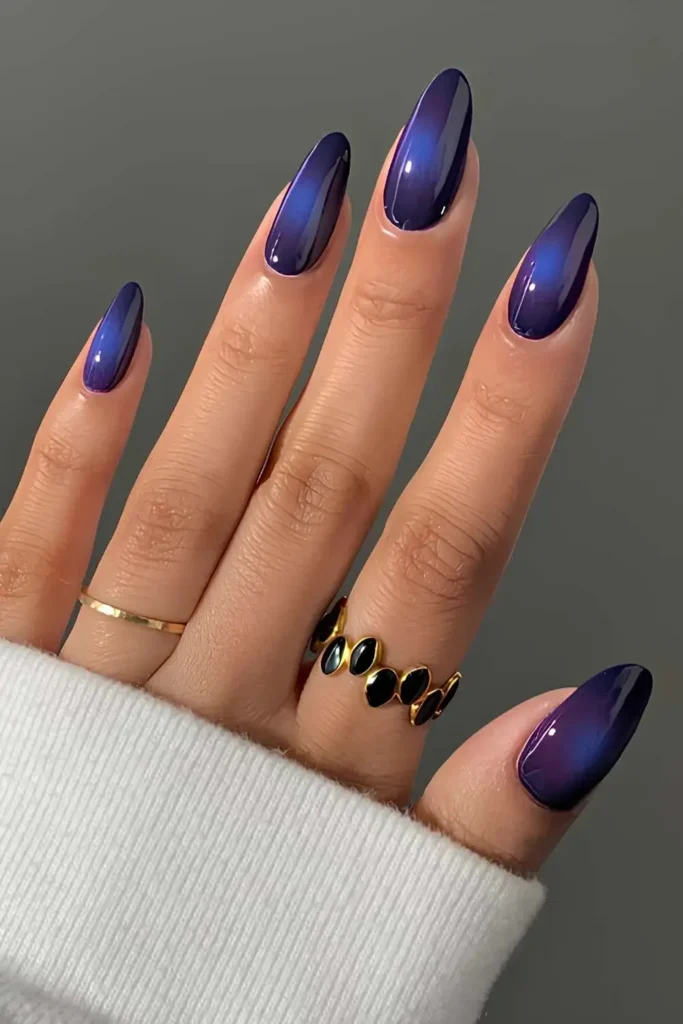 Dark Purple and Blue Aura Nails for a Bold Style