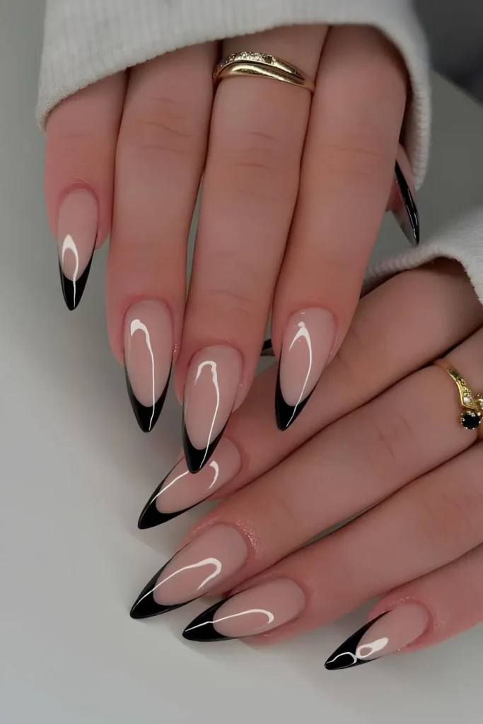 Deep Black French Manicure That Never Goes Out of Style