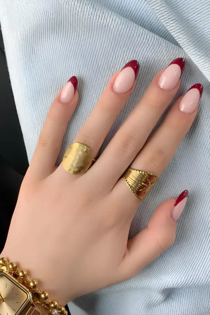 Deep Red French Tip Mani That Never Goes Out of Style