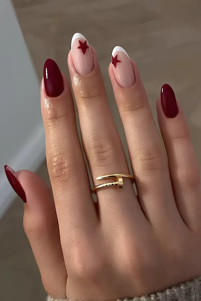 Red and Brown Skittle Nails for a Trendy Style