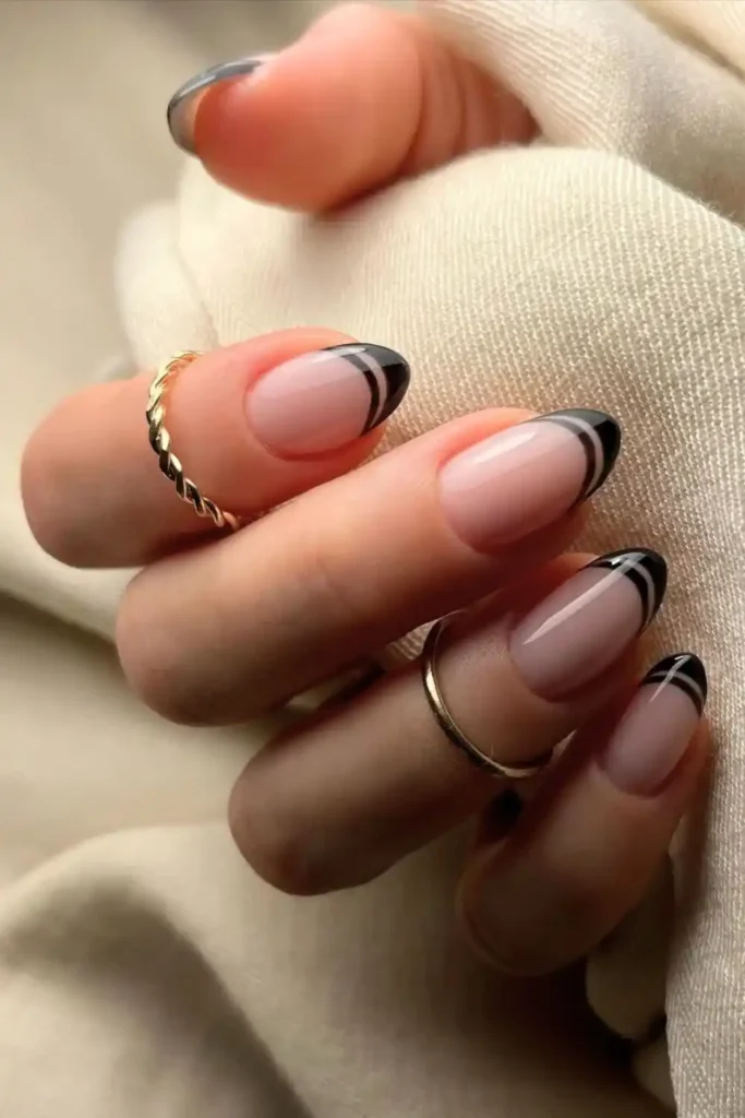 Double French Tip Nails for a Trendy Modern Look