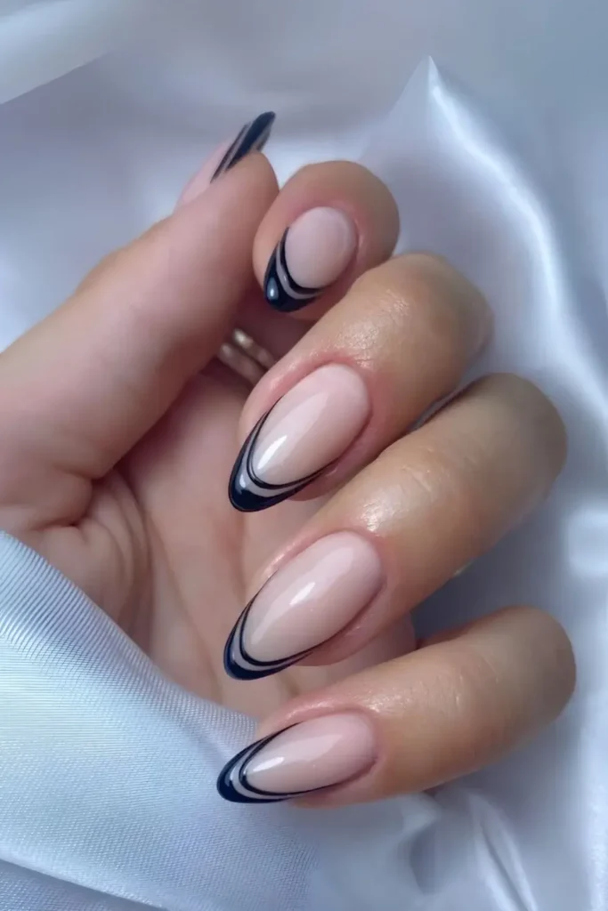 Double Black French Manicure That Stands Out