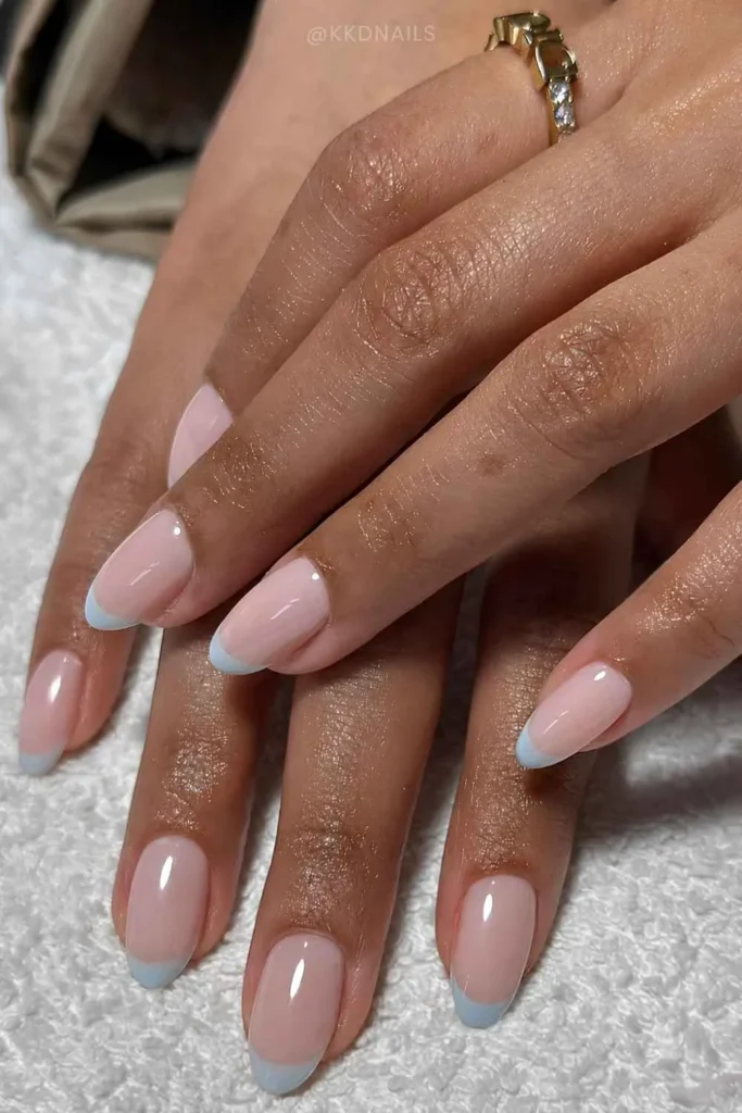 Elegant Light Blue French Manicure That Never Goes Out of Style