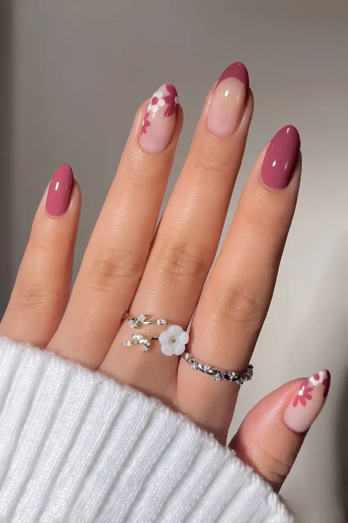 Floral Pink Mauve Mani for a Romantic Look