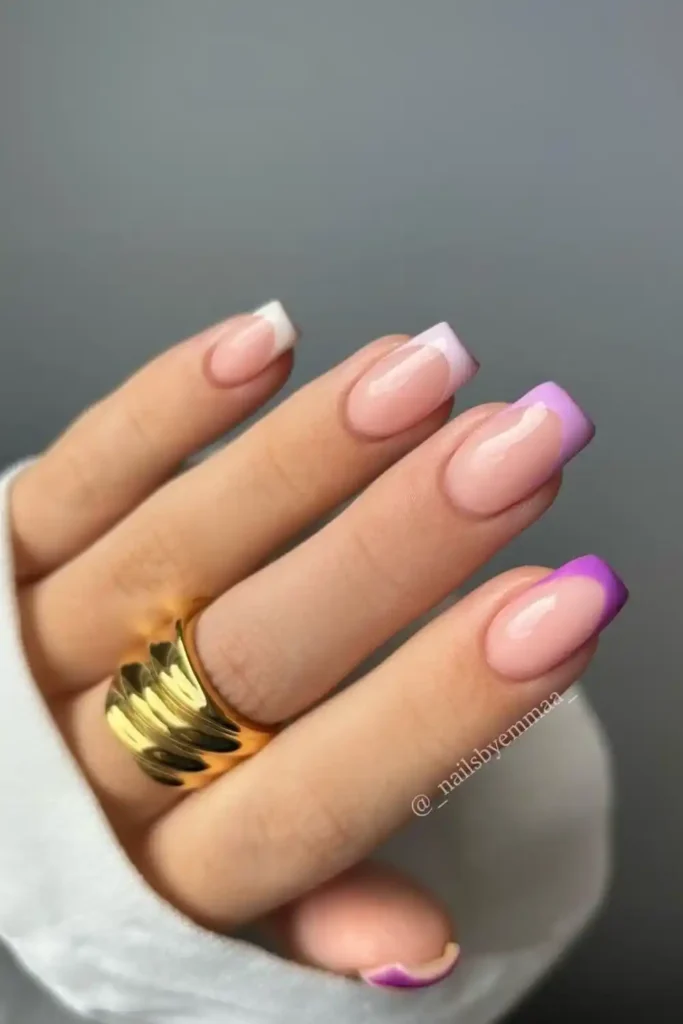 French Tips in Different Colors of Purple Gradient That Feel Modern