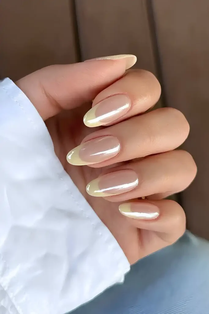 Glazed Butter Yellow French Manicure With a Glossy Finish