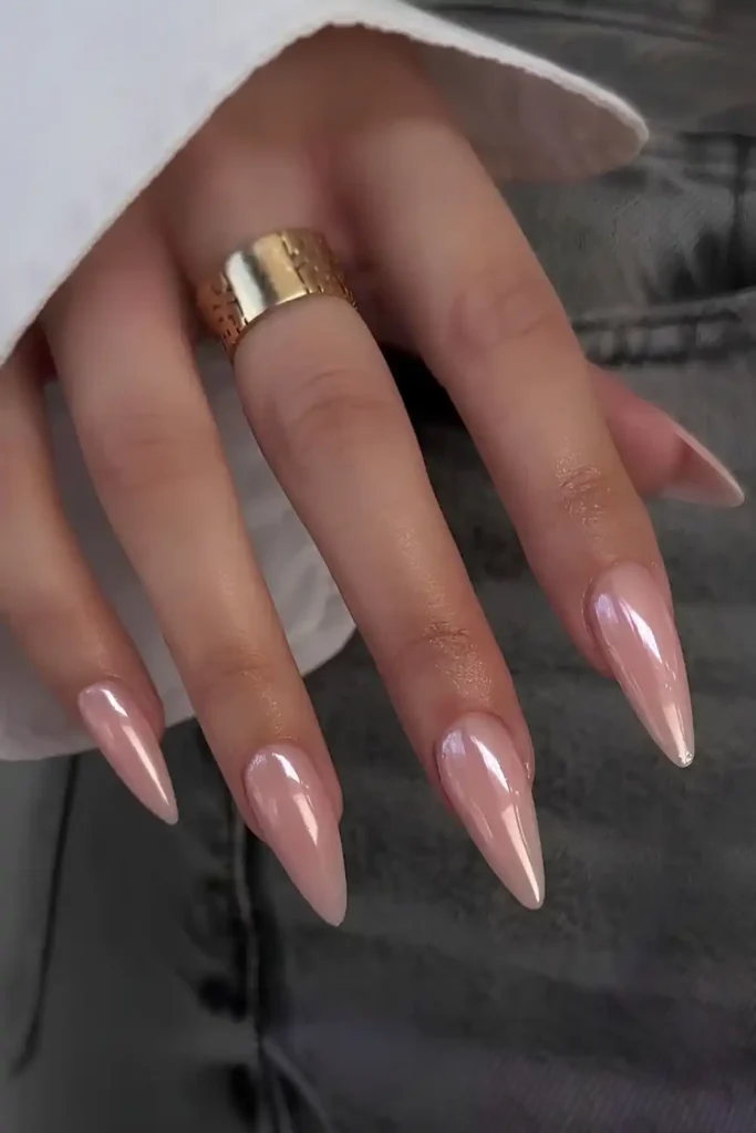 Glazed Milky Pink Mani With a Soft Glossy Finish