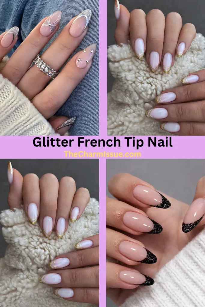 Glitter French Tip Nail