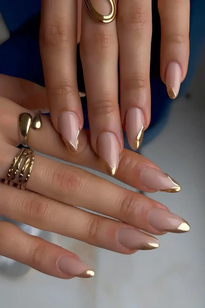 Gold Chrome French Manicure That Elevates Every Outfit