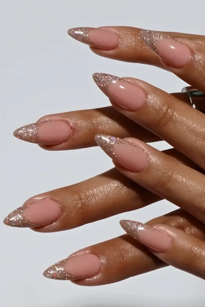 Gold Glitter French Tip Nail Design for a Luxe Finish