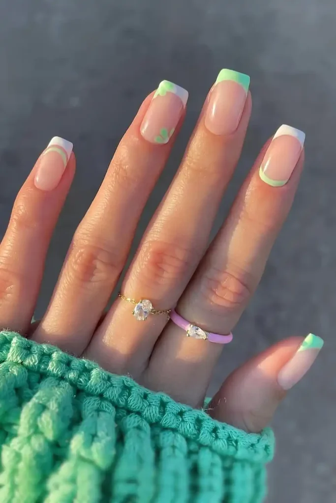 Green and White Floral Manicure That Feels Fresh and Feminine