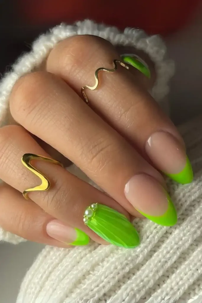 Green Mermaid Nails With an Ocean Inspired Vibe