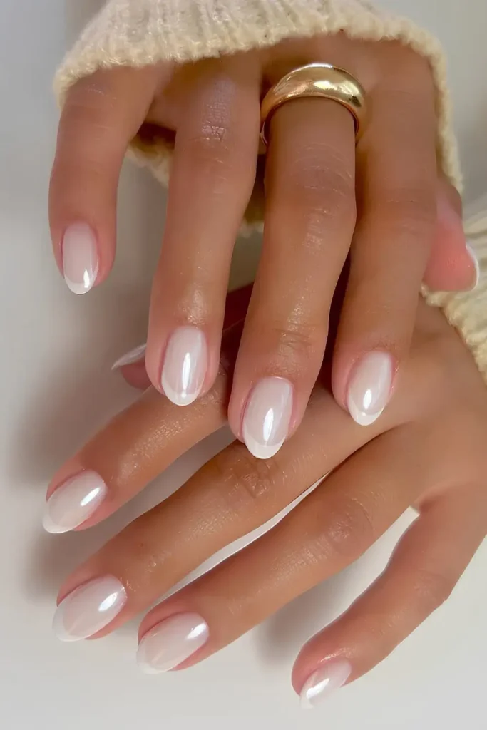 Iced Effect French Manicure That Sparkles Beautifully