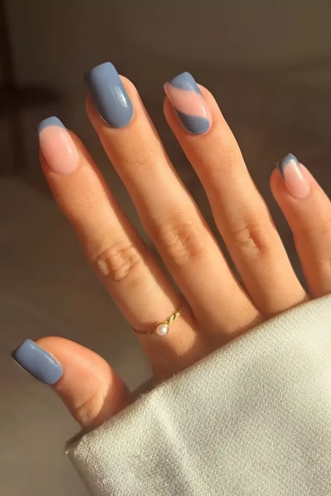 Jet Gray Manicure With Negative Space That Feels Contemporary