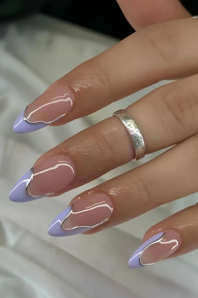 Lavender Abstract French Manicure for a Modern Look