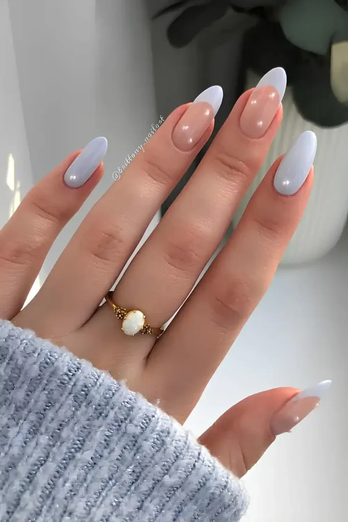 Light Blue Nails With Pearl Details That Feel Soft and Elegant