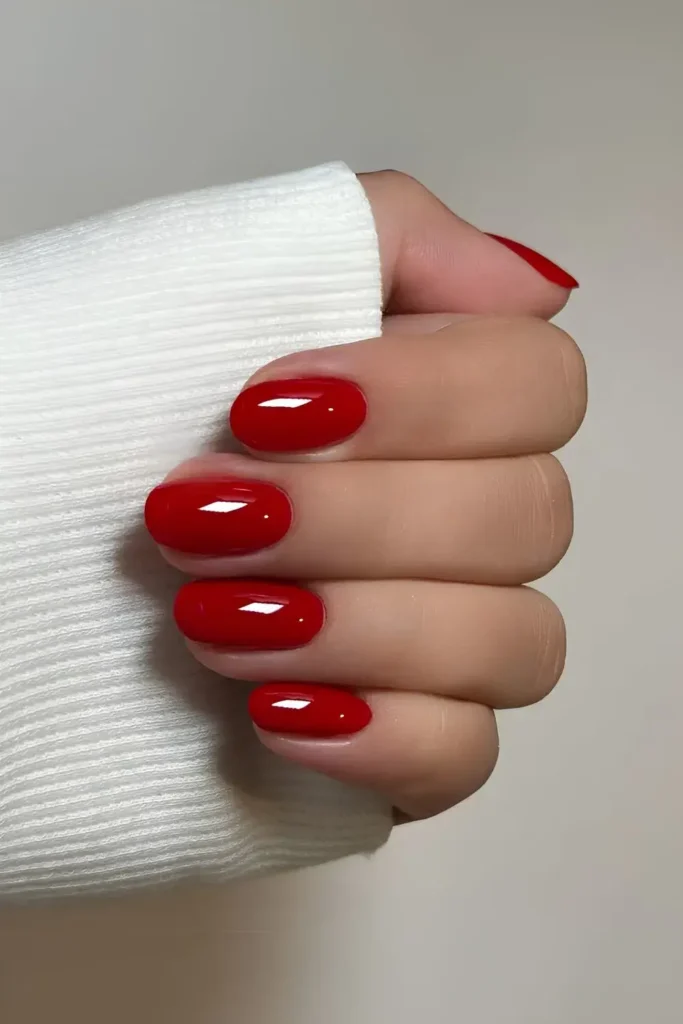 Light Cherry Red Nails for a Soft Elegant Manicure