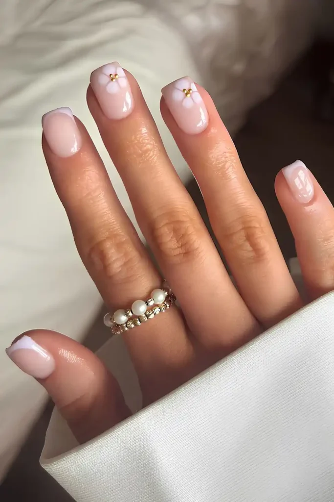 Light Lavender Nails With Blooming Flower Accent You'll Love