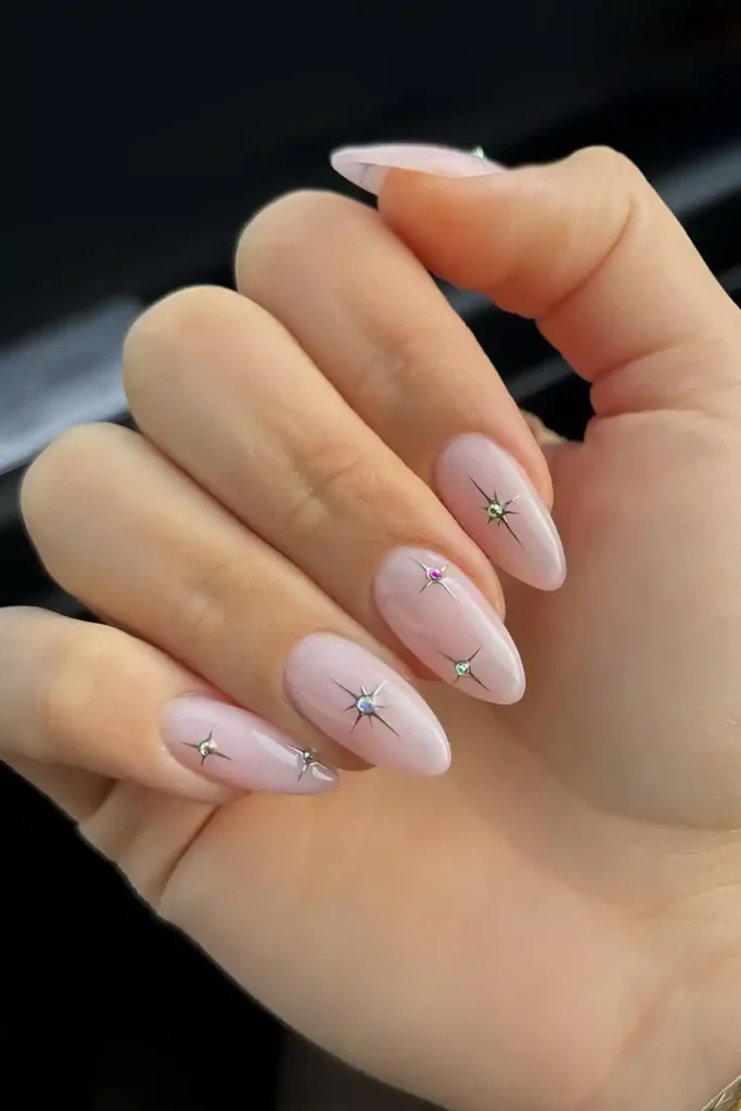 Light Pink Mani With Celestial Charms That Looks Magical