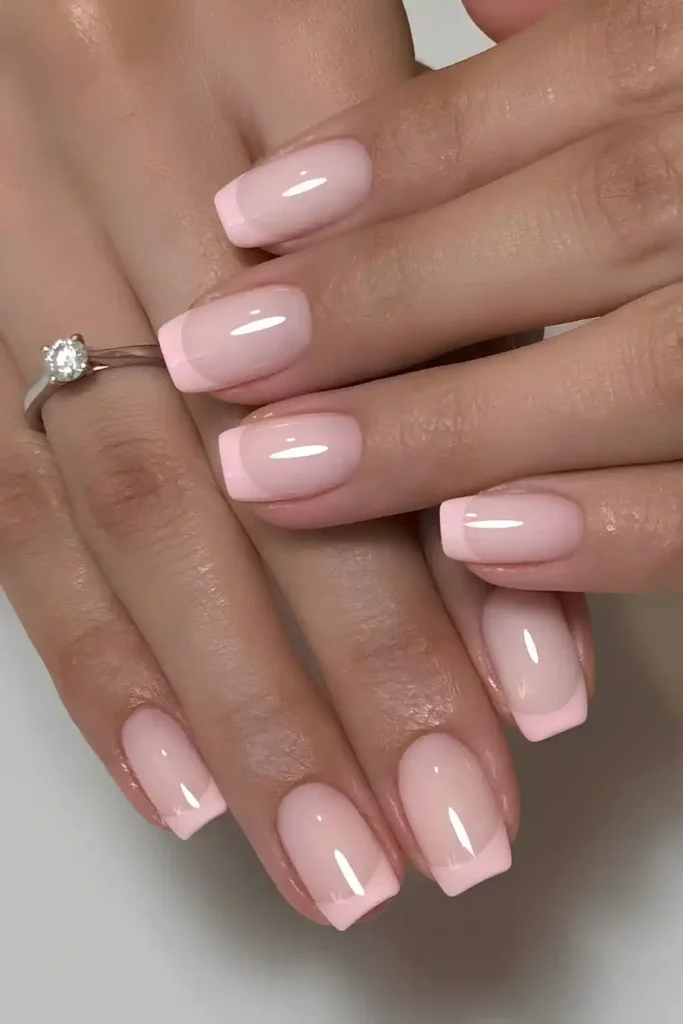 Light Pink Square French Mani That Feels Soft and Chic