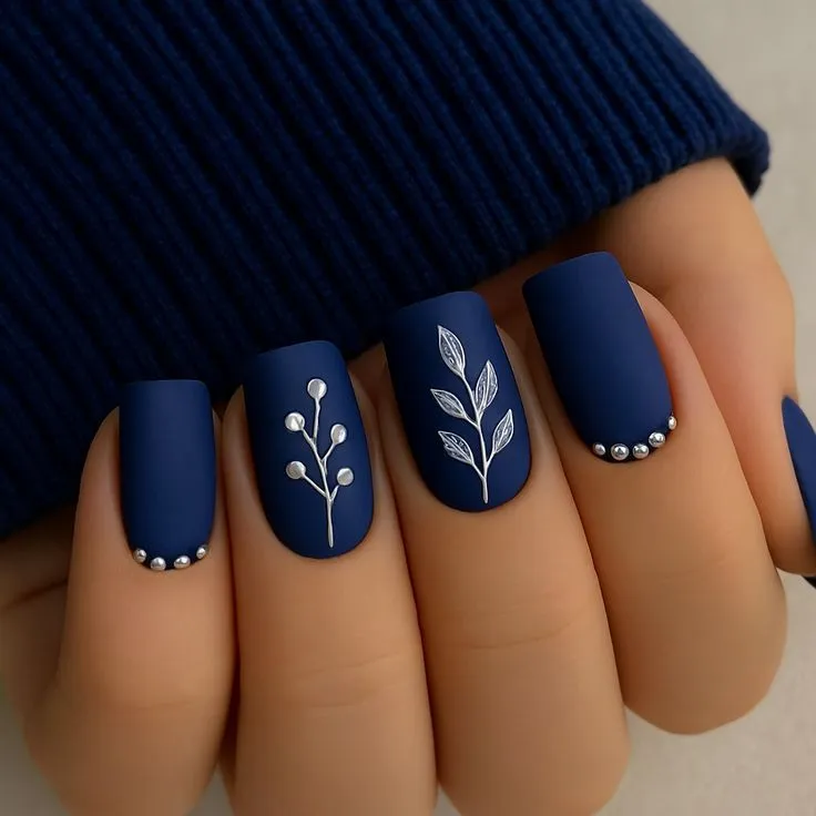 Royal Blue Glitter Ombre Nails With Gold Sparkle Gradient