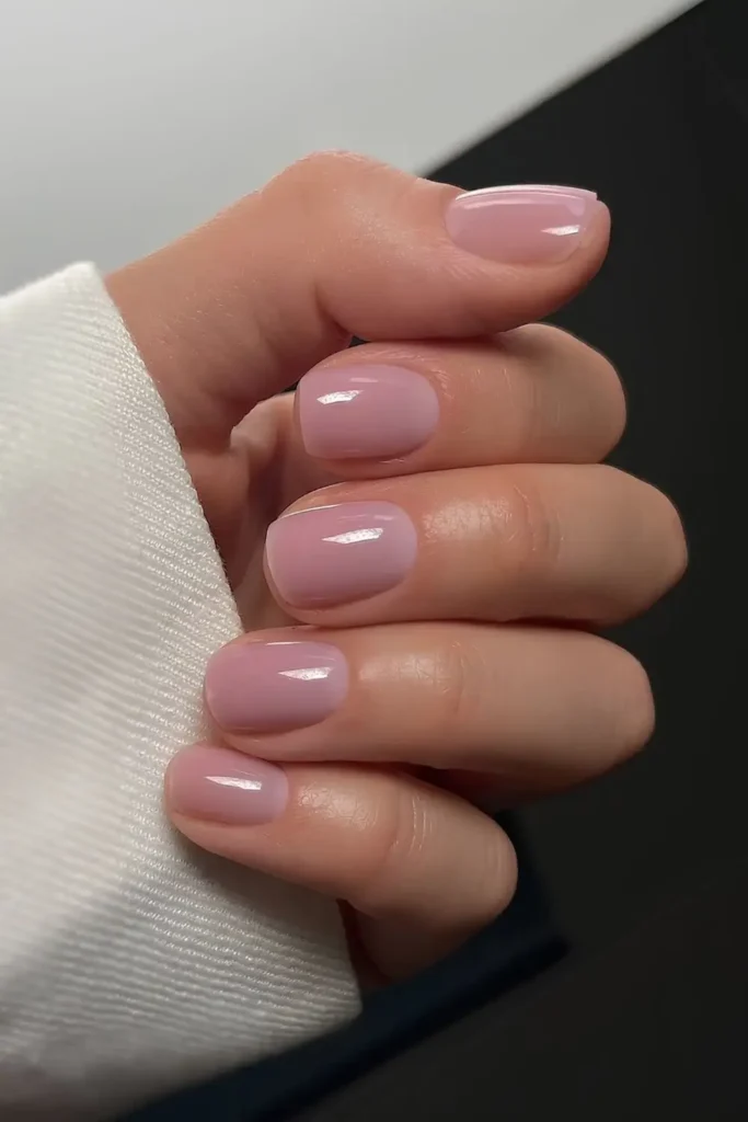Mauve Jelly Effect Nails With a Fresh Glossy Finish