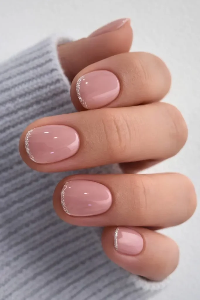 Micro Silver Glitter French Tip Nails for a Chic Style