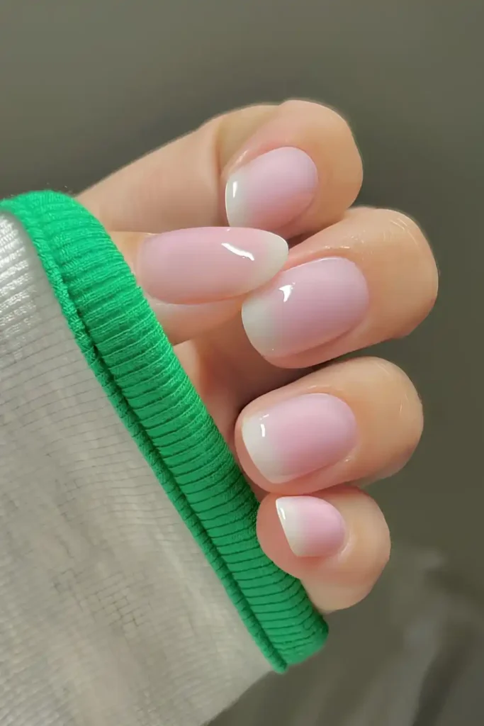 Milky Pink and White Frombre Mani With a Seamless Blend