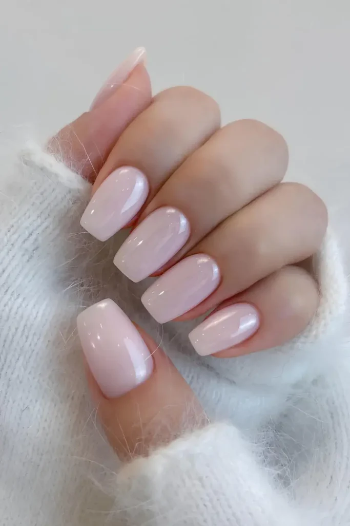 Milky Pink Chrome Nails That Shine Beautifully