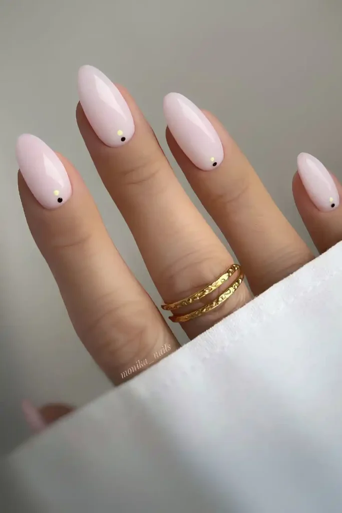 Milky White Nails With Minimalist Dot Art for a Clean Modern Look