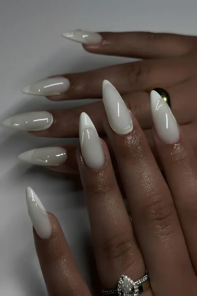 Milky White Nails With Textured French Tips That Stand Out