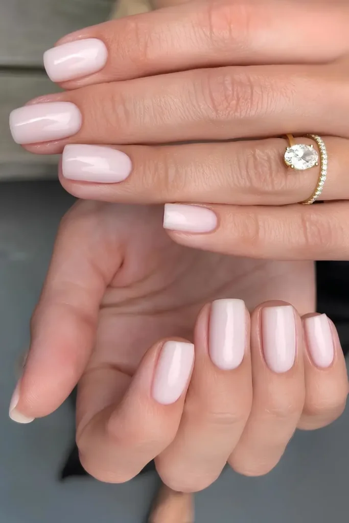 Milky White Square Manicure for a Clean Timeless Style