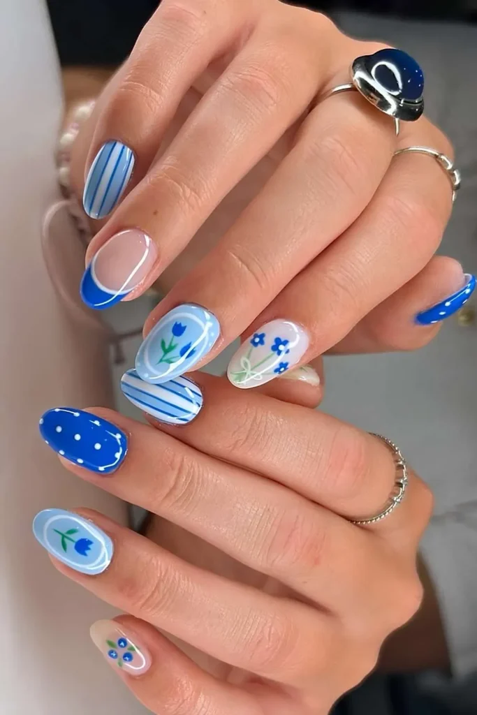 Mix and Match Nails in Different Shades of Blue You'll Want to Copy