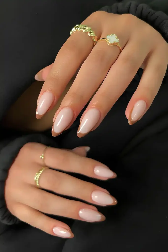 Mocha Mousse French Tip Manicure for a Rich Sophisticated Look