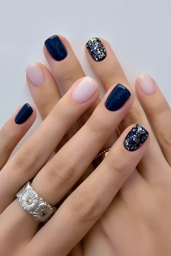 Blue and Black Aura Nails for a Bold Trendy Look