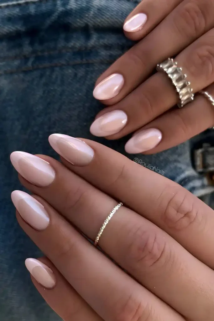 Neutral French Mani With Chrome Finish for an Elegant Everyday Look