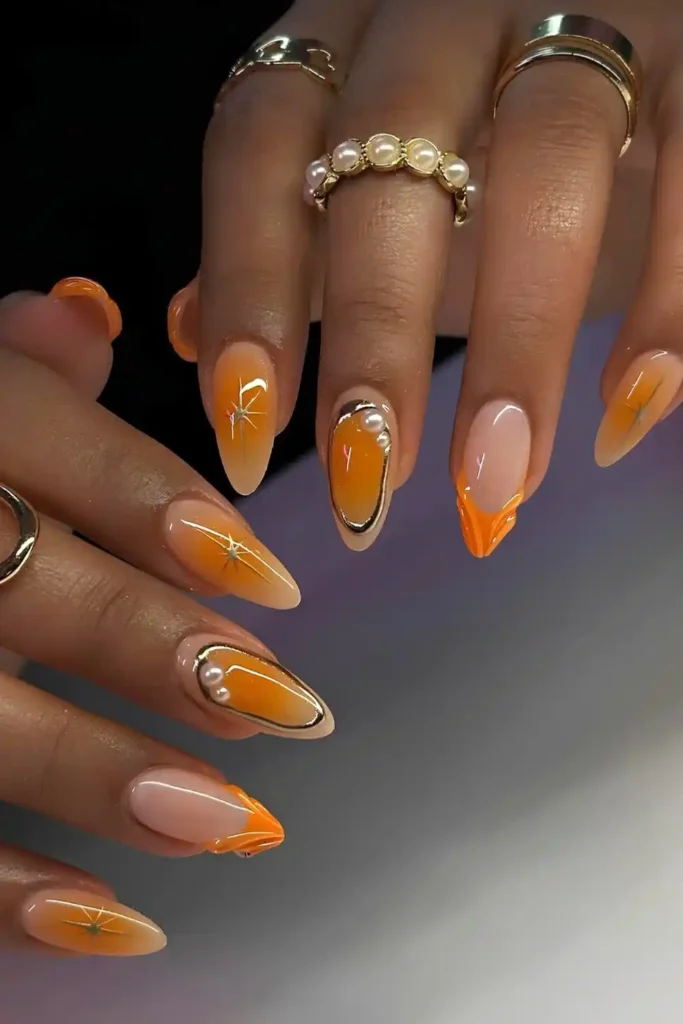 Orange Mani With Mix and Match Design for a Playful Style
