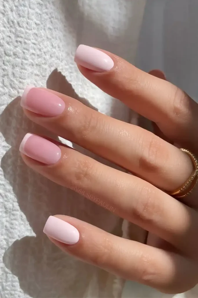 Pale Pink Nails With Accent French Tips for a Classic Chic Style