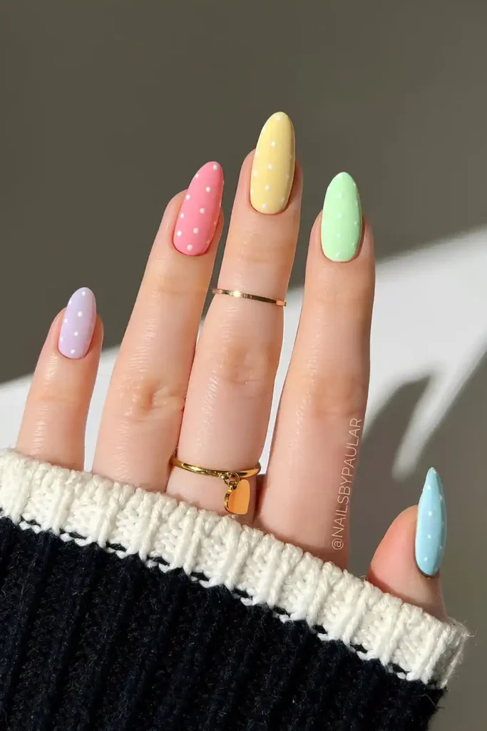 Pastel Dotted Skittle Mani With a Fun Playful Finish