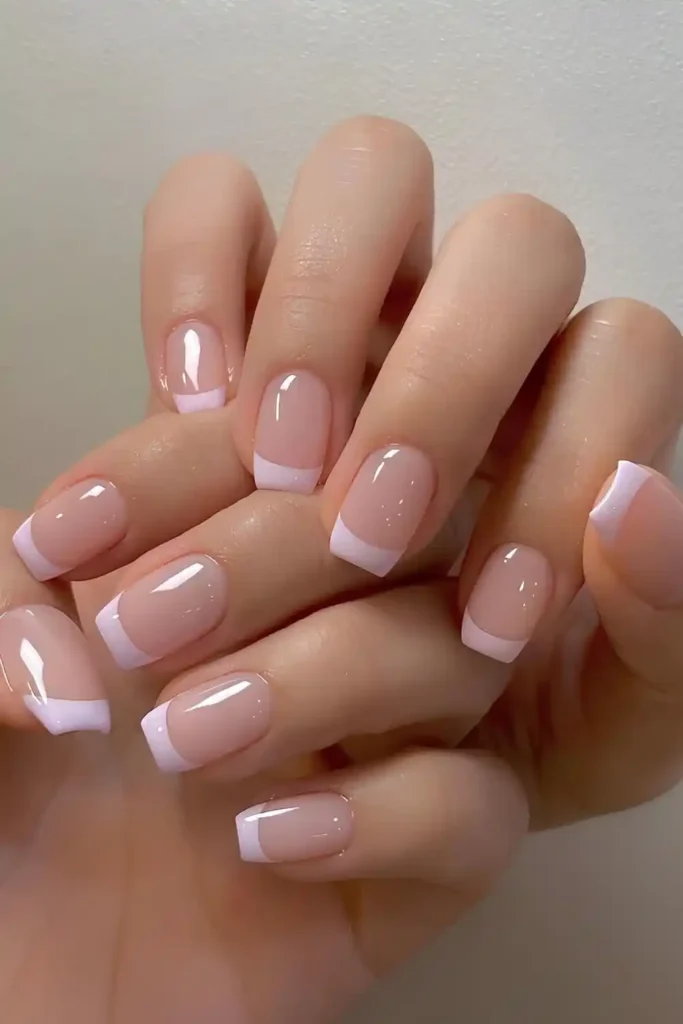 Pastel Purple French Manicure That Looks Soft and Elegant