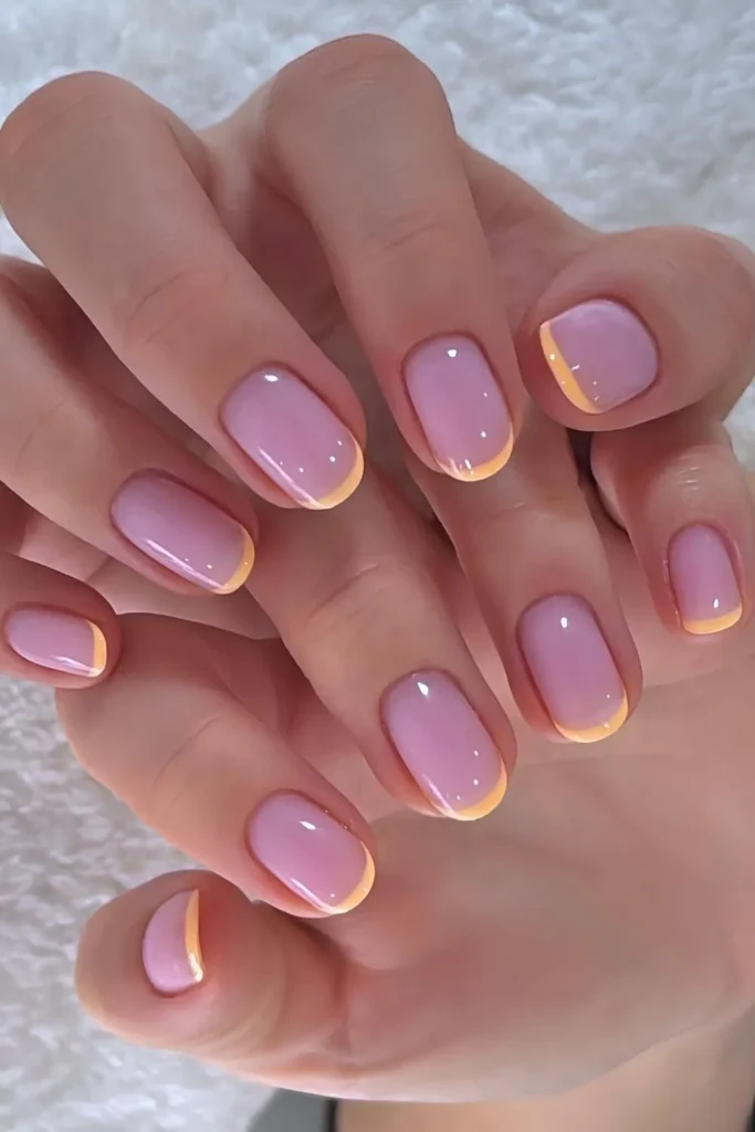 Peach Micro French Tip Manicure for a Clean Modern Look
