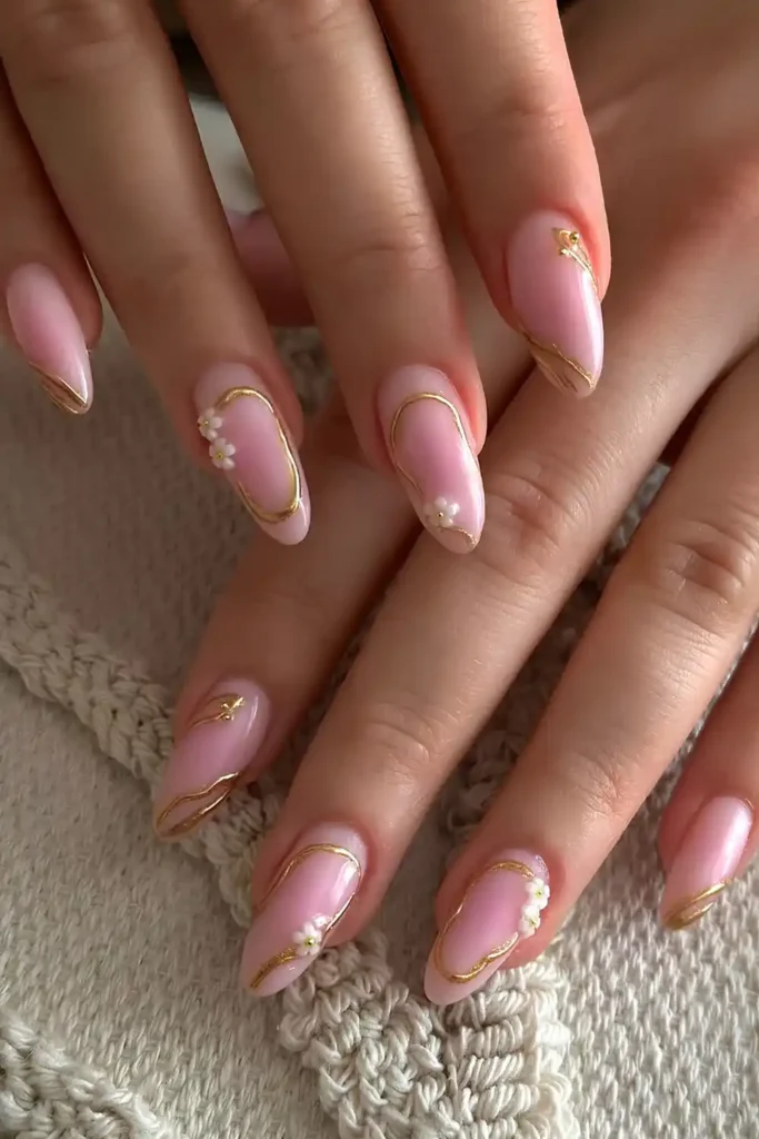 Pink Aura With Gold and Floral Accents That Looks Dreamy