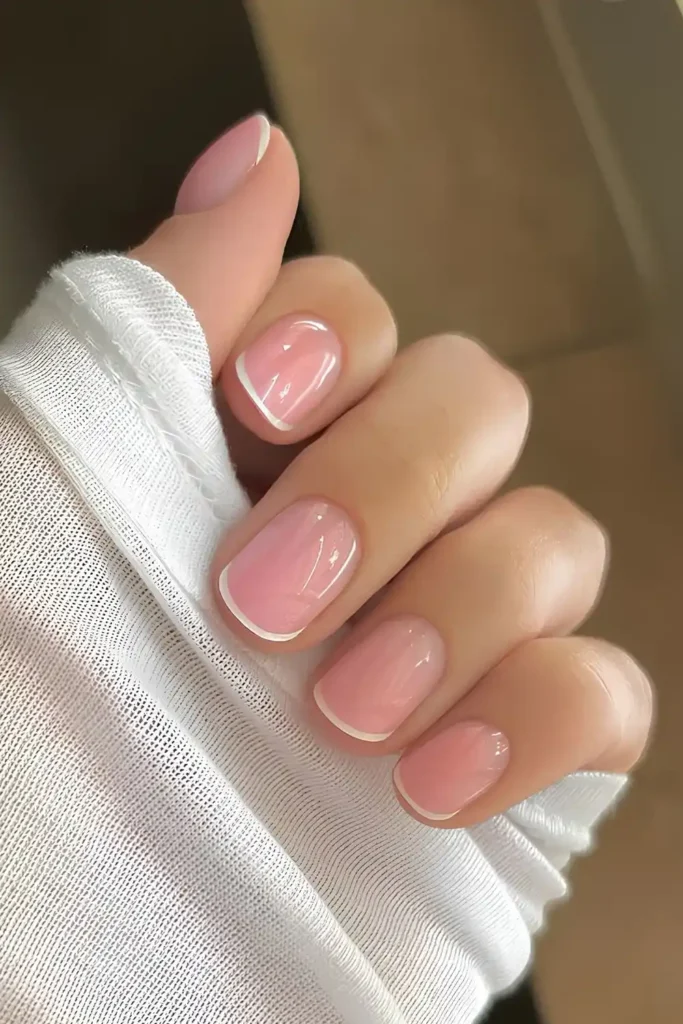 Pink Based Micro French Mani for a Chic Minimal Look
